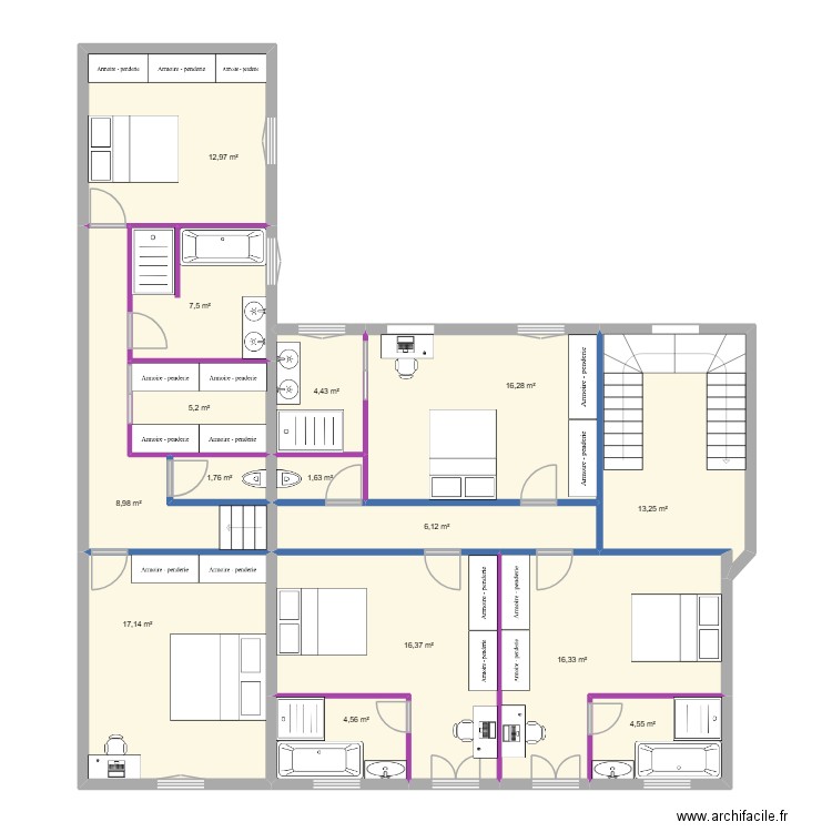 CHATEAUBRIAND R+1 PRO V1. Plan de 15 pièces et 137 m2