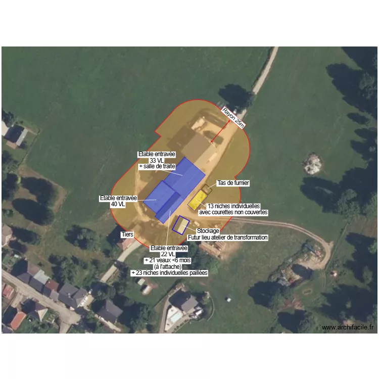 GAEC DE LA DENT DE L\'ARCLUSAZ - plan de situation avant-projet. Plan de GAEC DE LA DENT DE L\'ARCLUSAZ - plan de situation avant-projet. Plan de