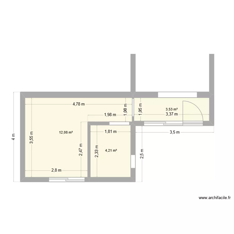 bellou. Plan de 3  et 20 m²