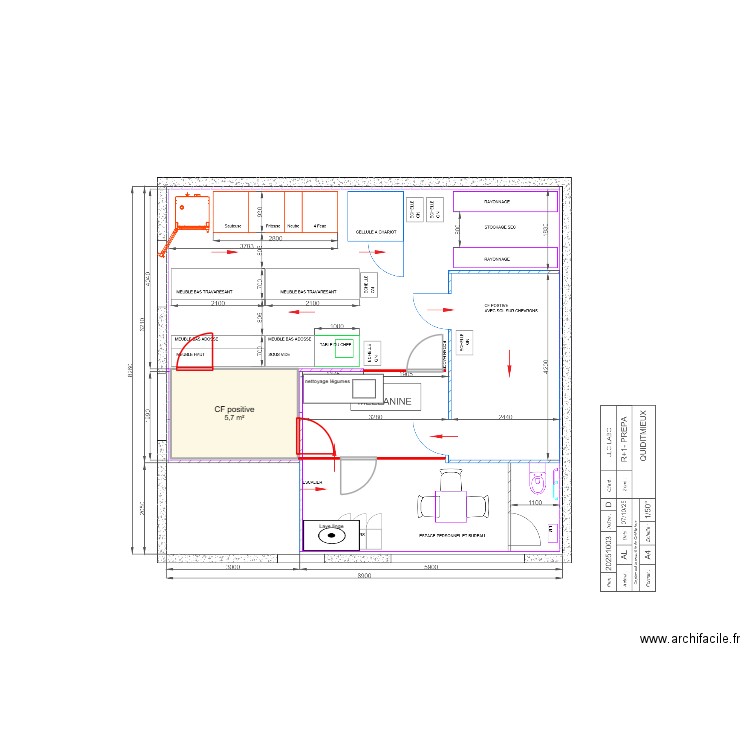 CC R+1. Plan de 1 pièce et 6 m2