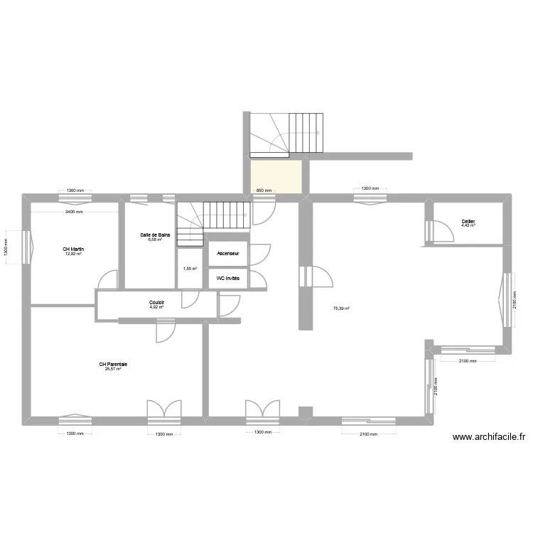 2 Ch Amandiers Projet R+1 sans calque. Plan de 10  et 137 m²