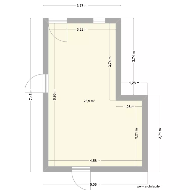 Chambre. Plan de 1  et 27 m²
