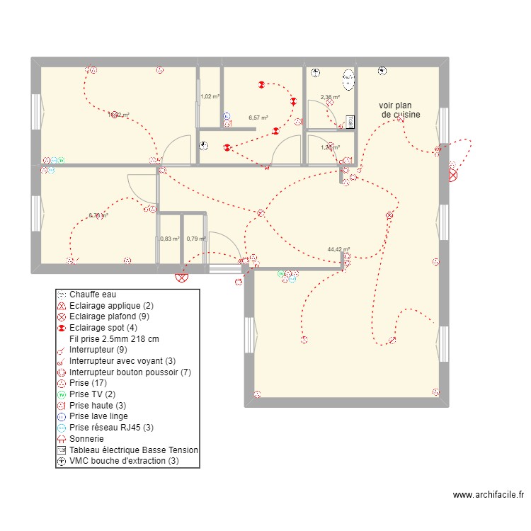 BONNET . Plan de 9 pièces et 78 m2