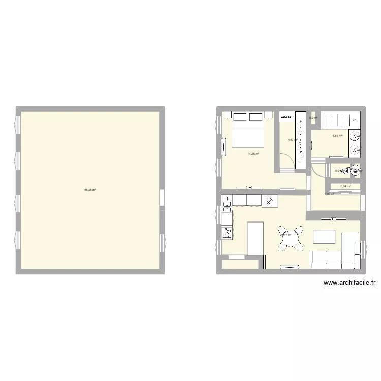 Appart 66m&sup2;. Plan de 