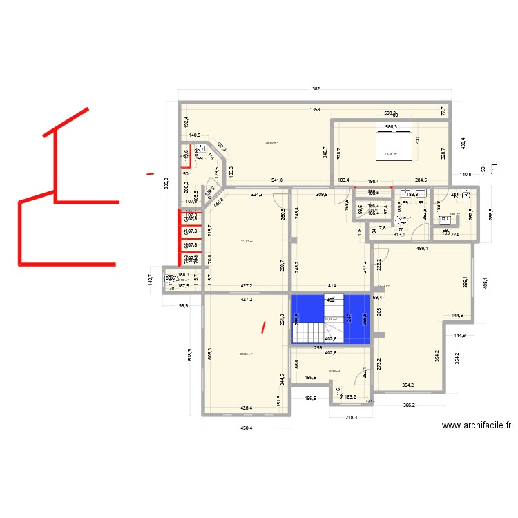 PLAM verier. Plan de 19 pièces et 195 m2