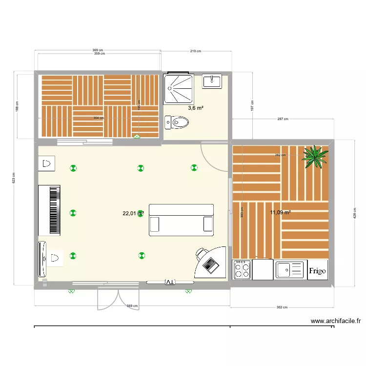 PROJET SALLE MUSIC. Plan de 3  et 37 m²
