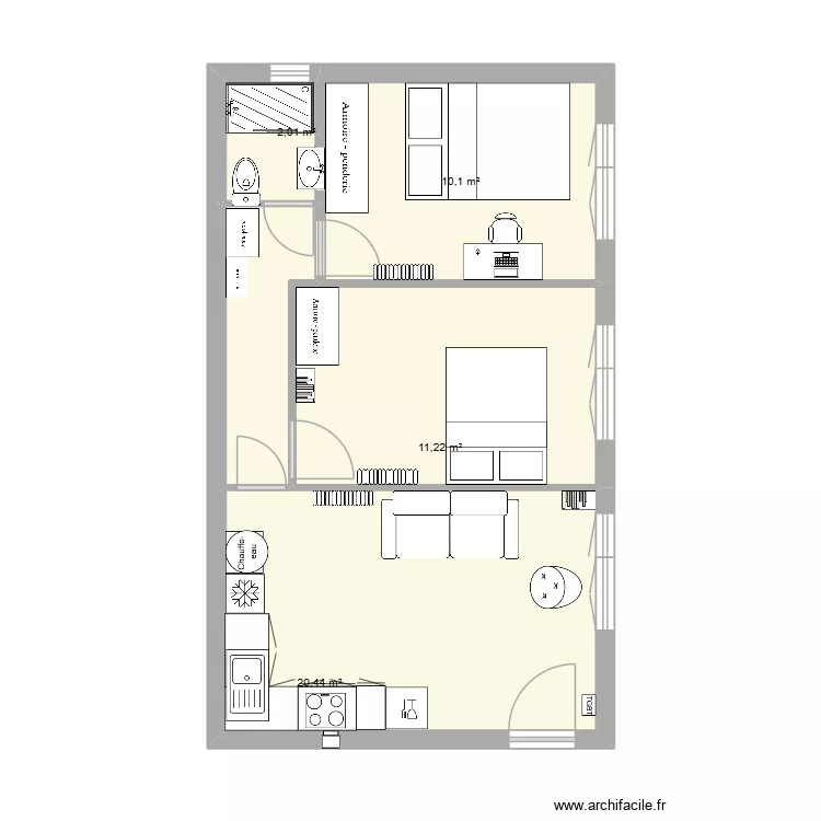 vincennes gabriel Peri \'\'projet\'\'. Plan de 4  et 44 m²