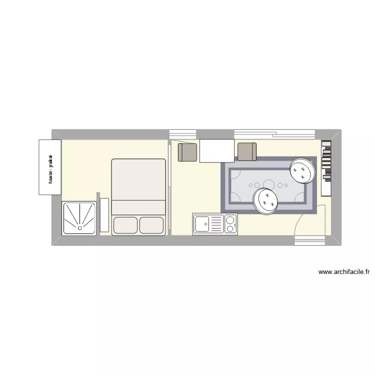 Studio V1. Plan de 1 Pièce et 18 m²