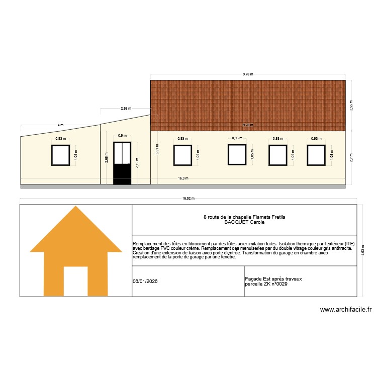 DP4 - Fa&ccedil;ade EST - &Eacute;tat Projet&eacute;. Plan de 0 pièce et 0 m2