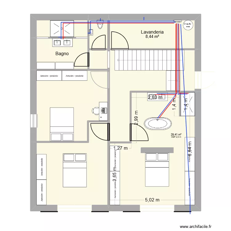 Casa Torremezo sch&eacute;ma Eau et ELectricit&eacute;. Plan de 13 pièces et 200 m²