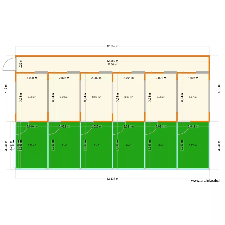 pension2. Plan de 13  et 85 m²