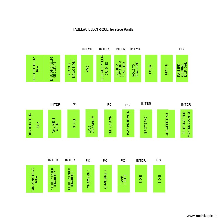 Sch&eacute;maTableau &eacute;lectrique 1er &eacute;tage Pontfa. Plan de 0 pièce et 0 m2