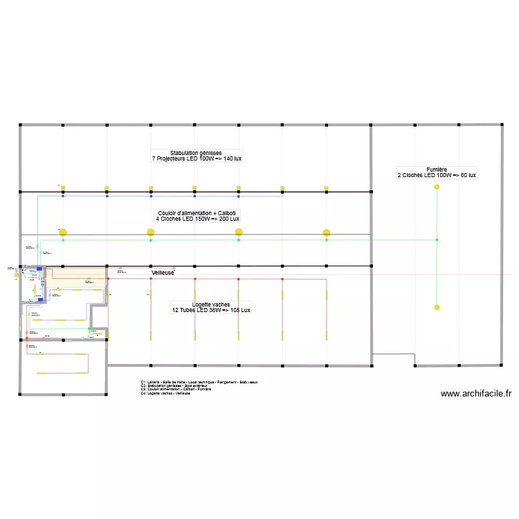Eclairage hangar (v22). Plan de 