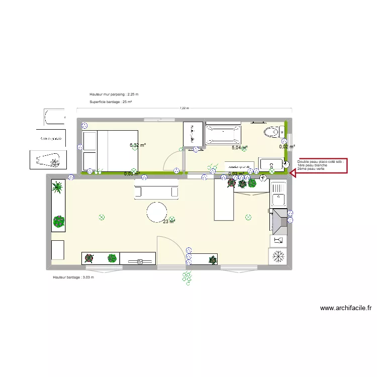 Bungalow avec chambre et sdb v2. Plan de Bungalow avec chambre et sdb v2. Plan de