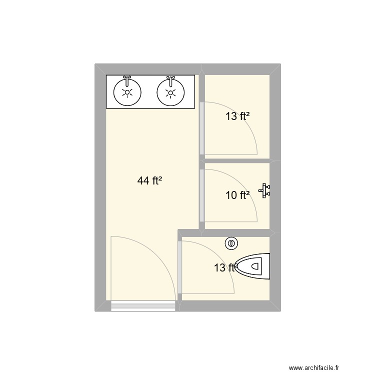 washroom. Plan de 4 pièces et 7 m2