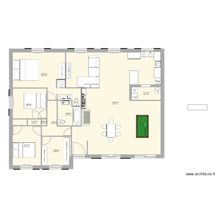house. Plan de 10 pièces et 133 m2