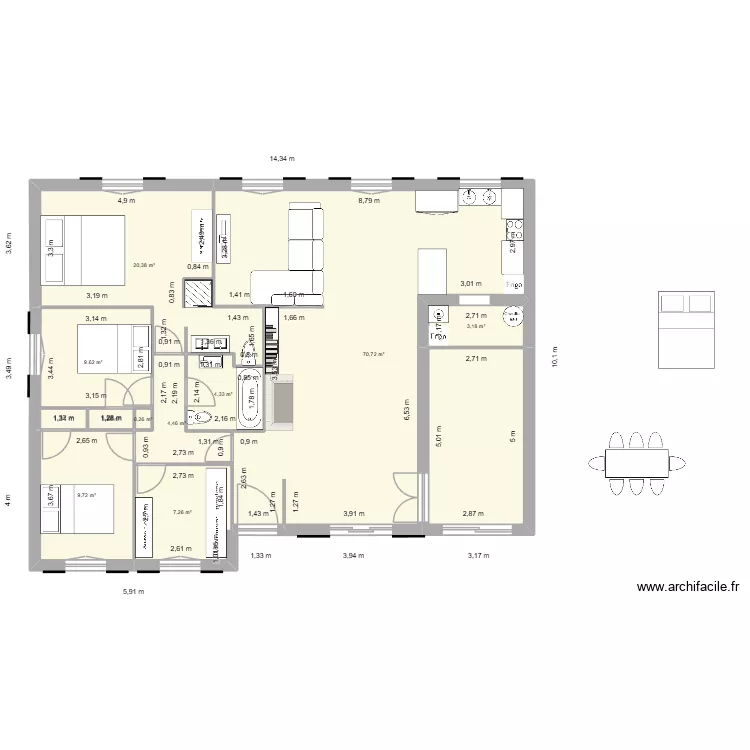 house. Plan de 10  et 131 m²