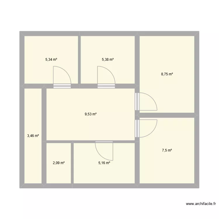 BAT236 ETAGE 2. Plan de 8  et 47 m²