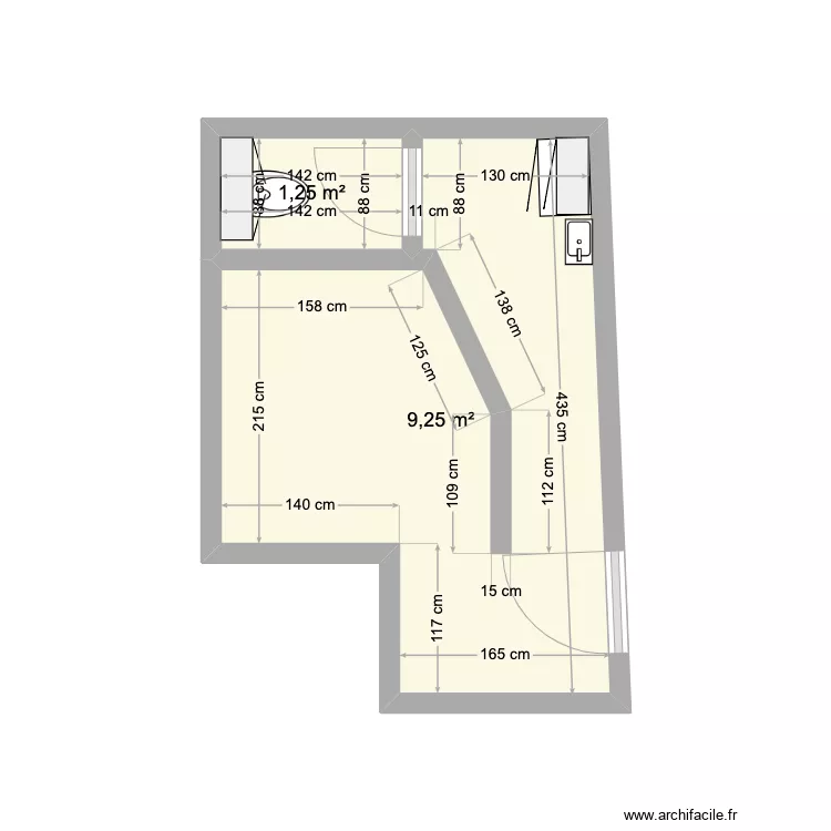Vestiboutique Stockage - sanitaire. Plan de 