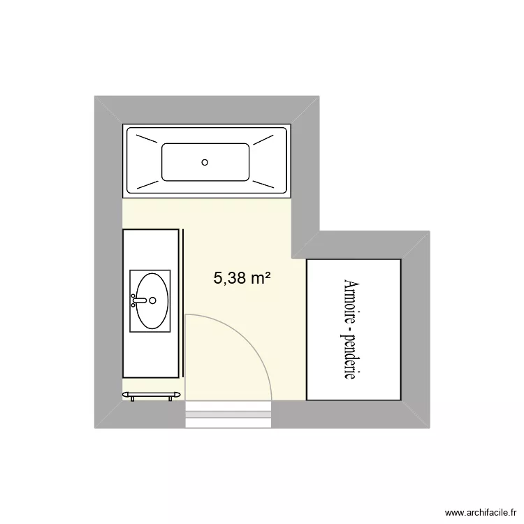 sdb Montmagny mesures. Plan de 1  et 5 m²