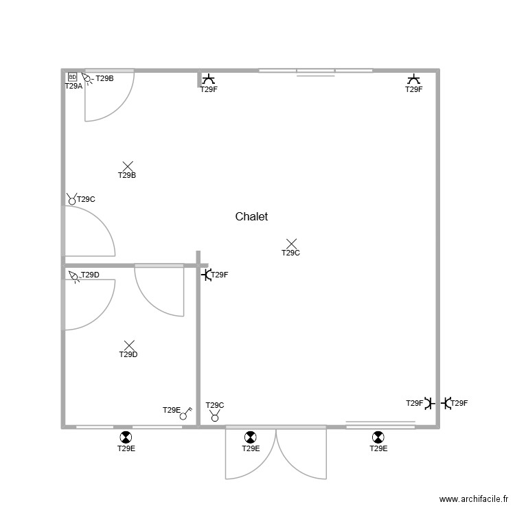 Carport Maison. Plan de 2 pièces et 33 m2