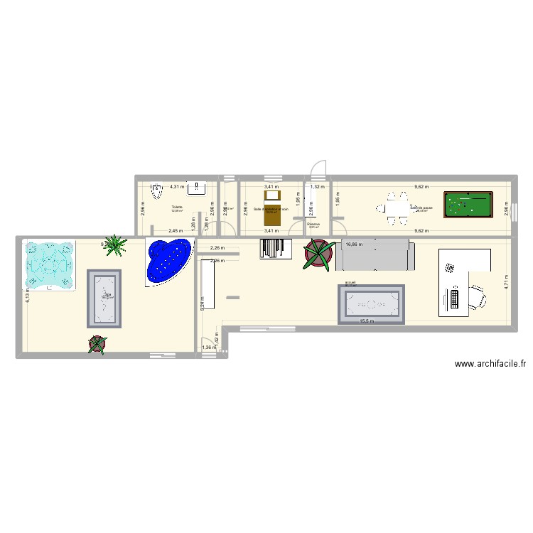 Institut sarah. Plan de 7 pièces et 196 m2