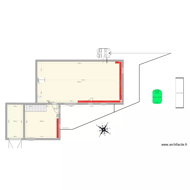 RDC RENOV fosse. Plan de 3  et 131 m²