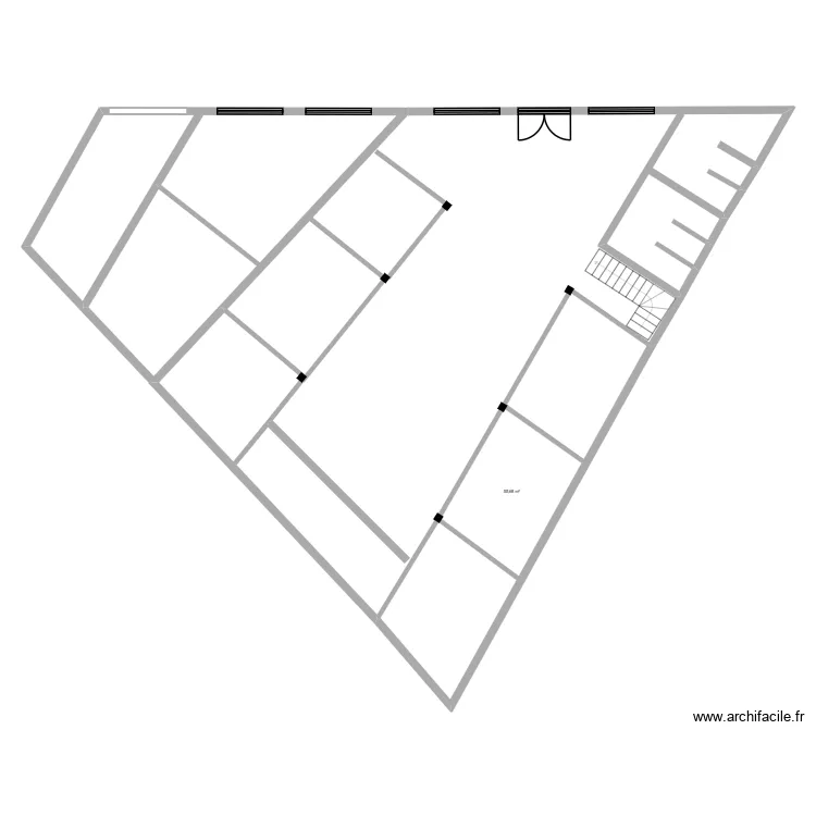 Projet Majunga. Plan de 1 pièce et 56 m²