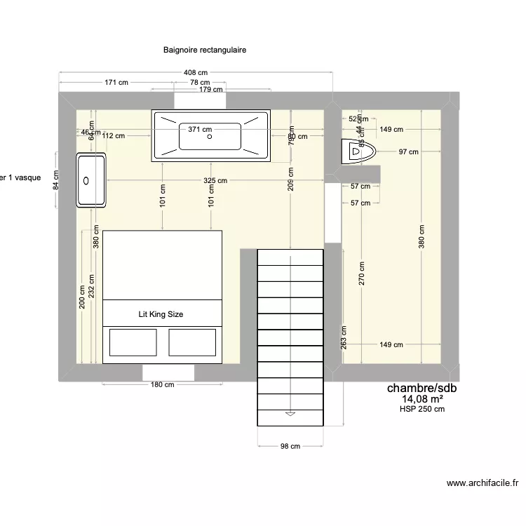 chambre sub &eacute;tage . Plan de 