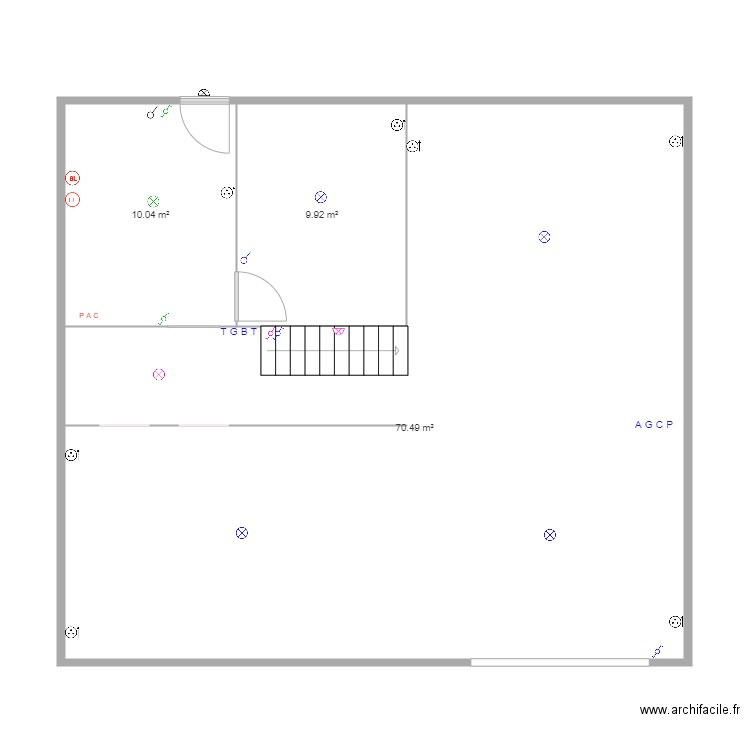 Burgard (Sous-Sol). Plan de 3 pièces et 90 m2