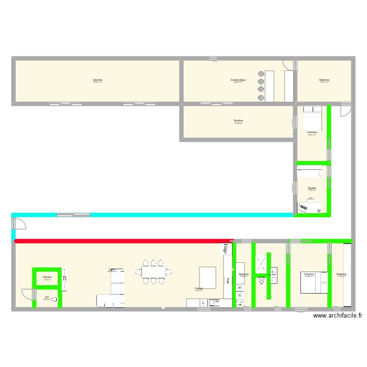 maison v4. Plan de 14 pièces et 220 m2