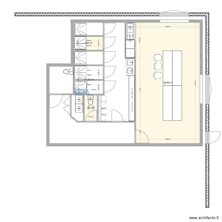 FRET 2. Plan de 5 pièces et 46 m2