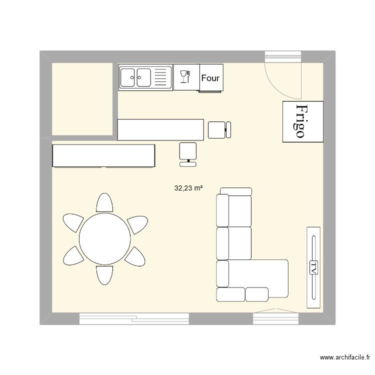 salon ploermel. Plan de 1 pièce et 32 m2