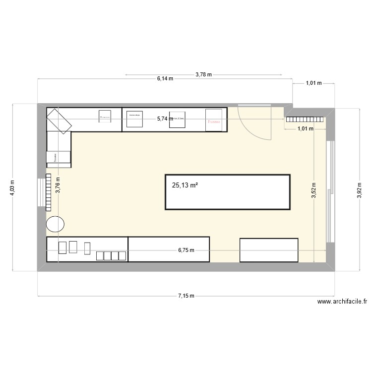 Plan Atelier Hautefage v1. Plan de 2 pièces et 46 m2
