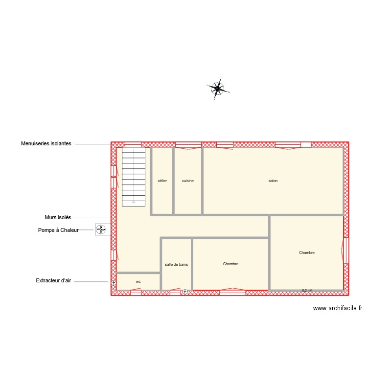 LARRETEGUY étape 2. Plan de 9 pièces et 72 m2