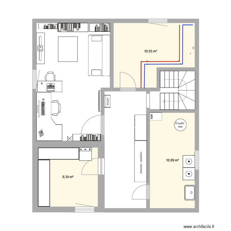 SSOL. Plan de 3 pièces et 29 m2