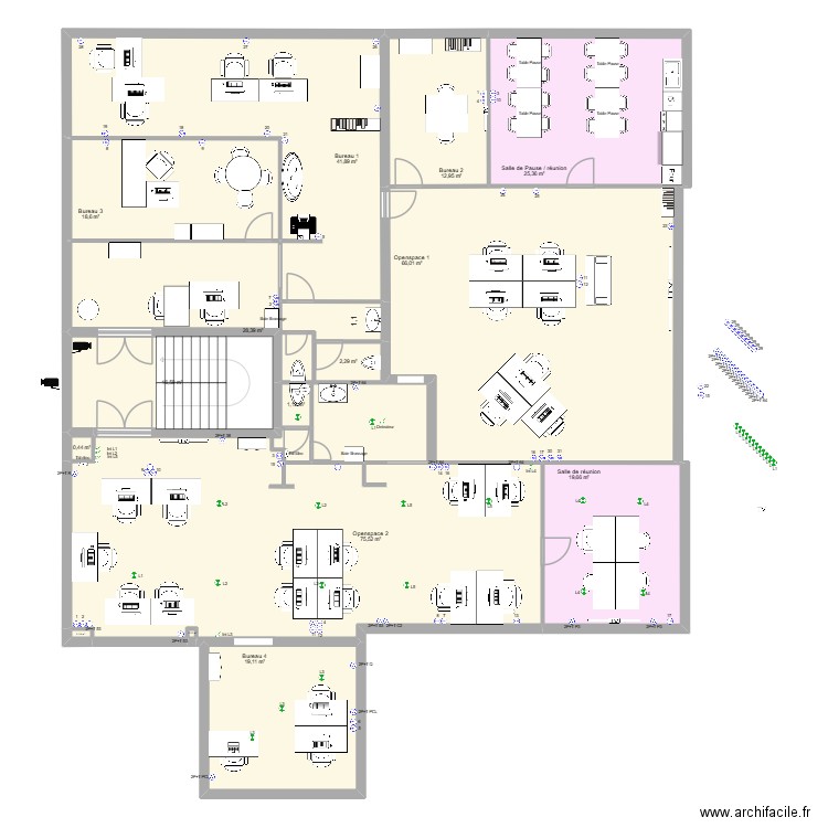 Kookline implentation Octobre 2025. Plan de 15 pièces et 328 m2