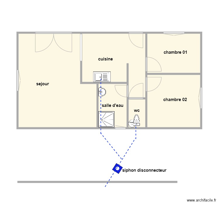 dupuy. Plan de 6 pièces et 52 m2