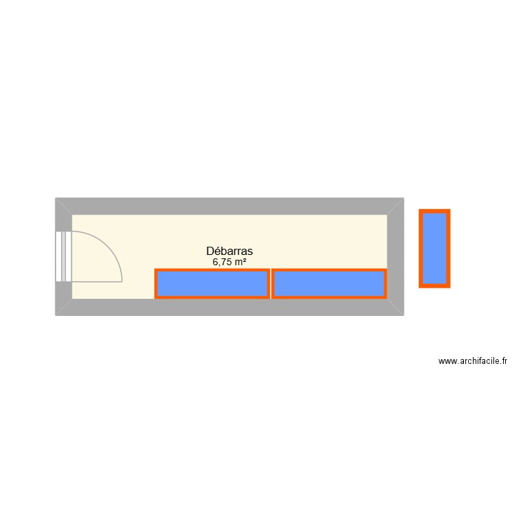 debarras. Plan de 1 pièce et 7 m2