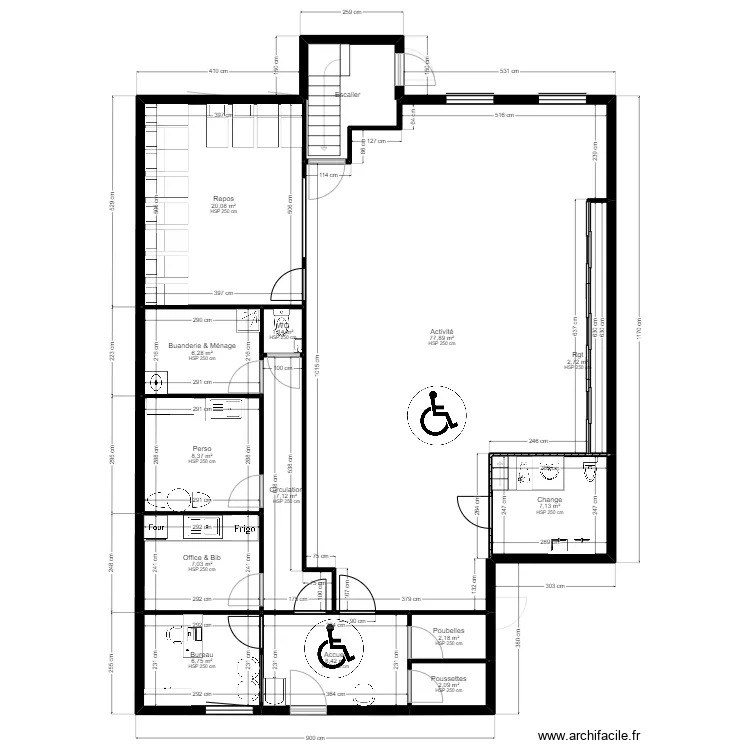 78 TRAPPES 42 LECLERC PROJET porte pmr. Plan de 