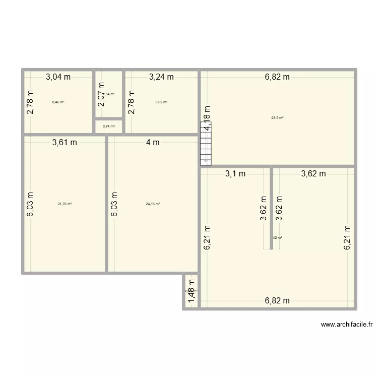 maison rdc. Plan de 9  et 138 m²