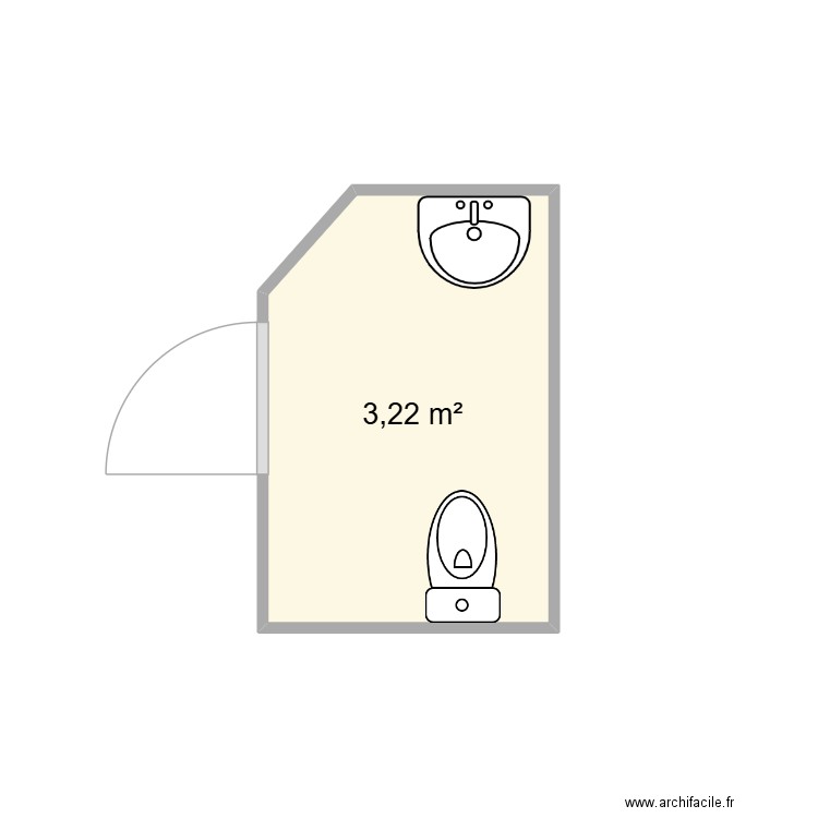 SANITAIRES. Plan de 1 pièce et 3 m2