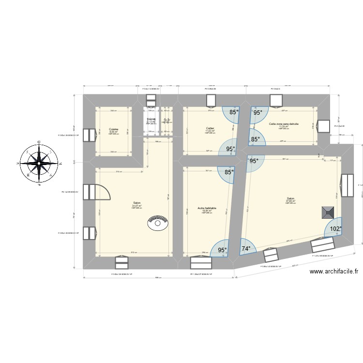 ML24018263. Plan de 23 pièces et 392 m2