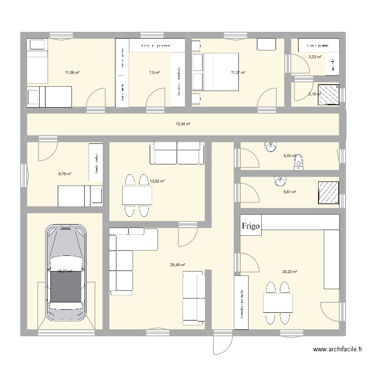 djerba. Plan de 13 pièces et 142 m2