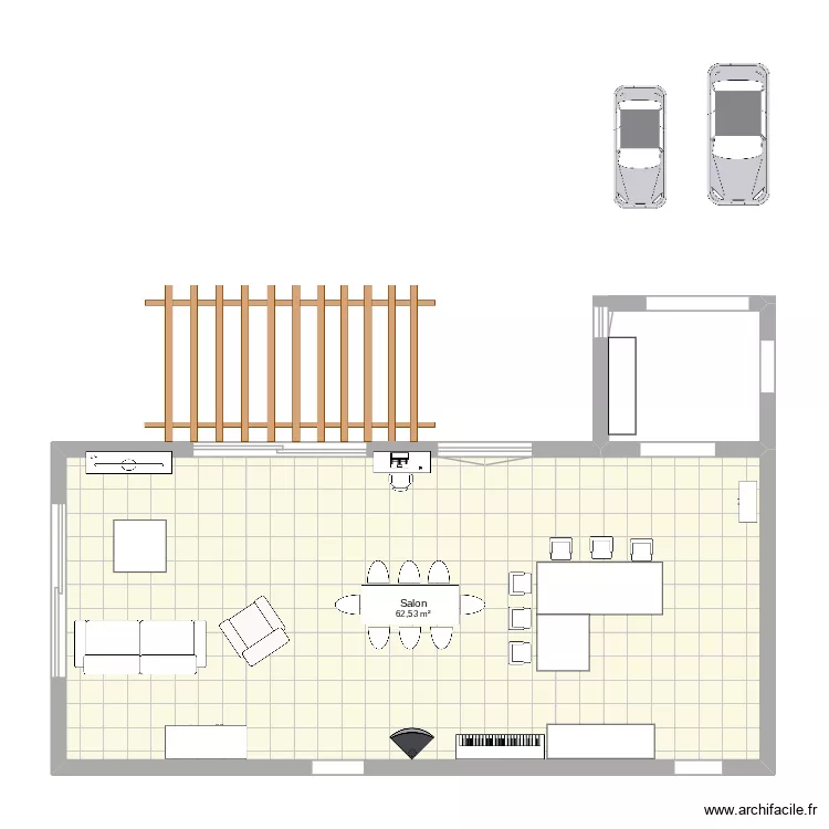 SALon. Plan de 1 pièce et 63 m²