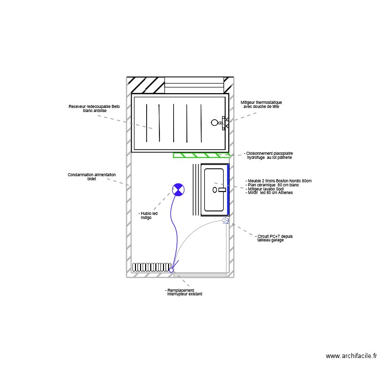 BORFIGA Plan Projet. Plan de 1 pièce et 4 m2