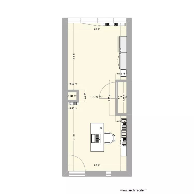 Cabinet Medical. Plan de 3  et 21 m²