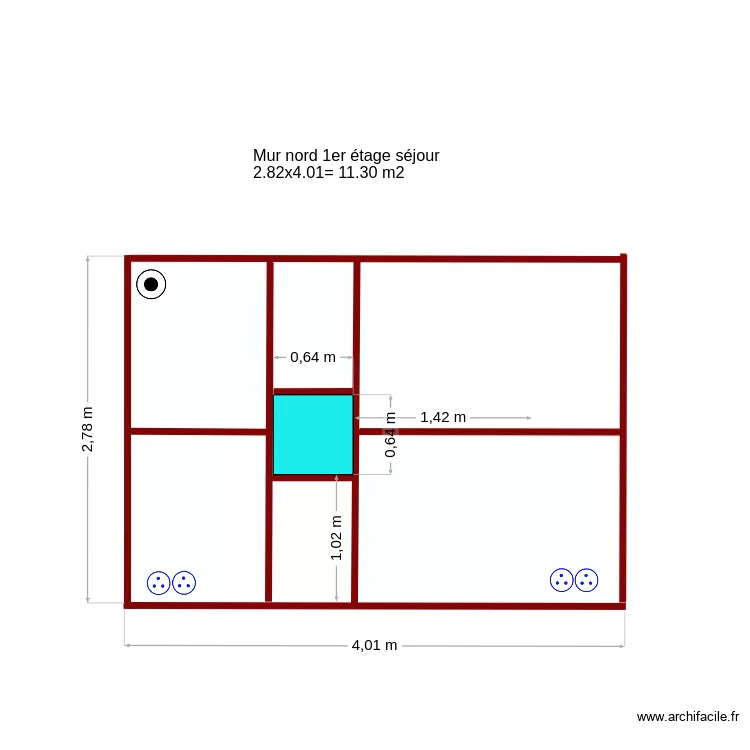 mur nord 1er  &eacute;tage  &eacute;lectricit&eacute;. Plan de 