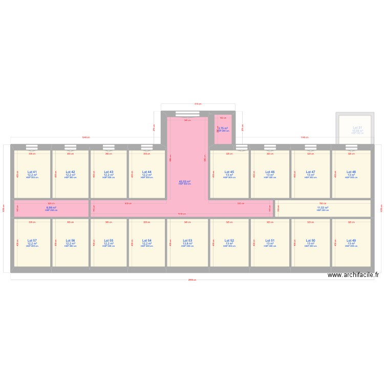Wimreux - Continental - Plan définitif. Plan de 79 pièces et 1207 m2