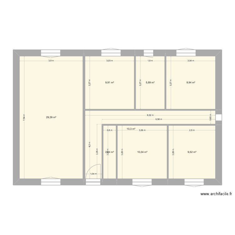 xxx. Plan de 8 pièces et 88 m2